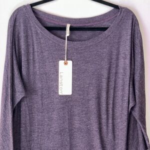 Revolve Lanston Purple Size L T-Shirt Dress Long Sleeved Crew Neck New w…